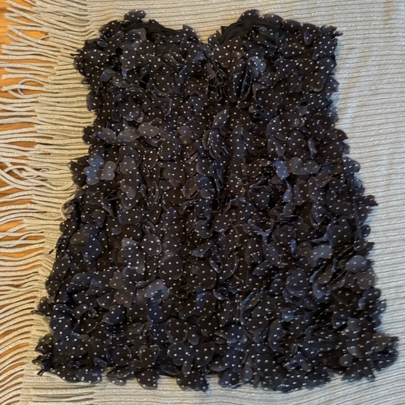 Maeve By Anthropologie Black And White 3D Polka Dot Floral Mini Dress SZ 12P NWT - Picture 10 of 15